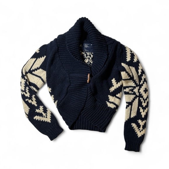 American Eagle Outfitters Womens Blue Cardigan Size L Scandigirl Geometric Cozy - Picture 1 of 5